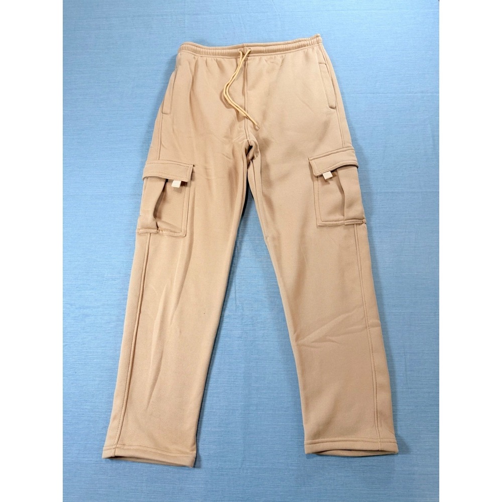 Unbranded Tan Khaki Cargo Sweatpants Mens Medium Fleece Lined Joggers Streetwear